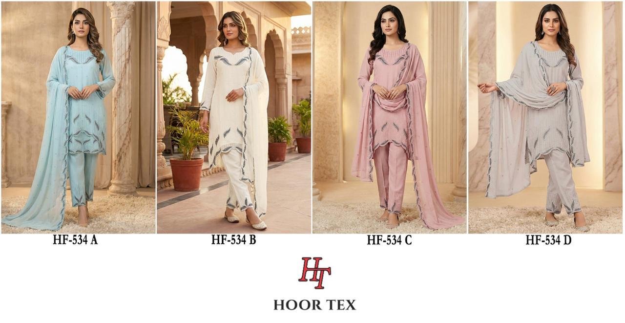 Hoor Tex HF 534 A to D Heavy Georgette With Zarkan Work Readymade Collection Wholesale 5 Stylish Hoor Tex HF 534 A to D Heavy Georgette With Zarkan Work Readymade Collection Wholesale 2026