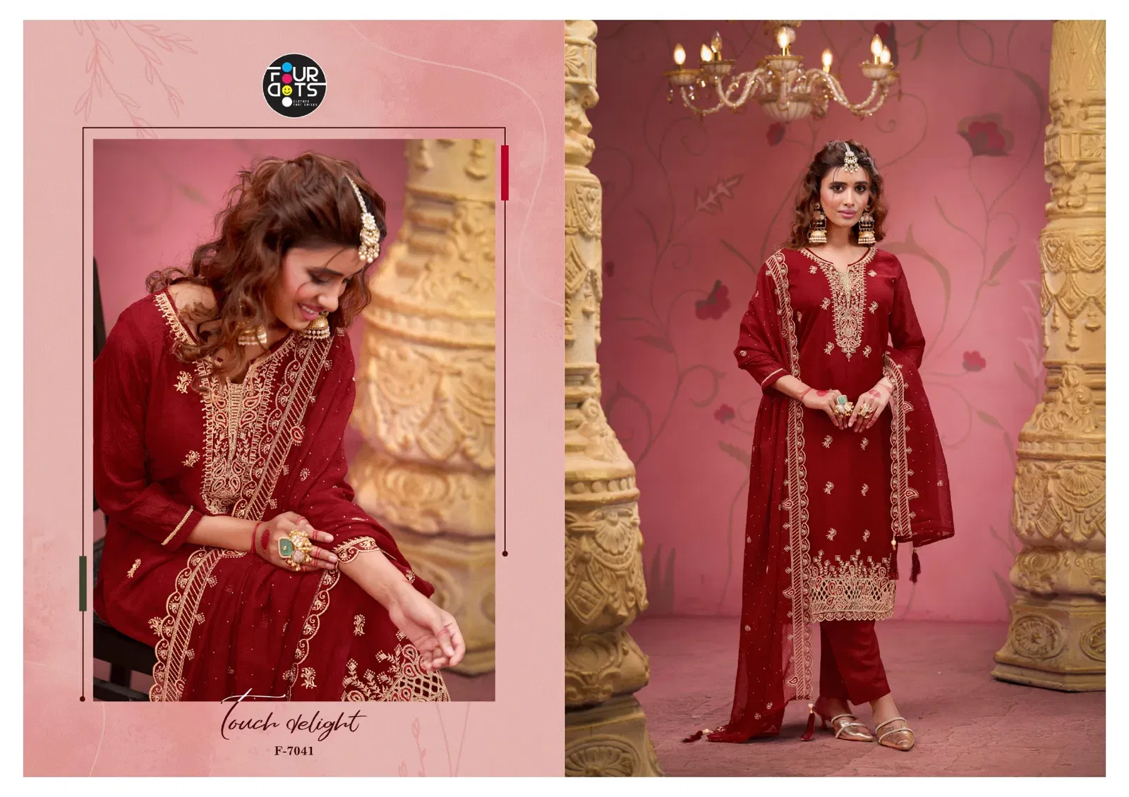 Four Dots Selah Glass Organza Crush Work Designer Dress Material Wholesale 6 Four Dots Selah Glass Organza Crush Work Designer Dress Material Wholesale