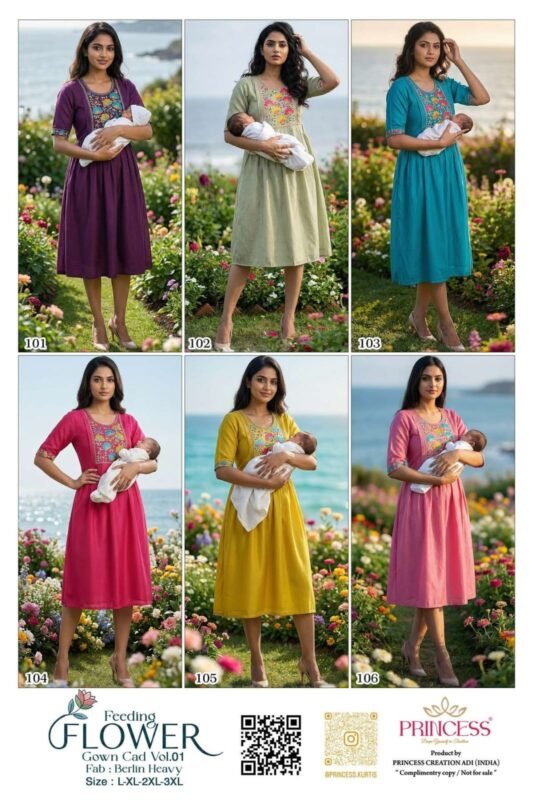 Latest Princess Feeding Flower Barline Kurti Collection Wholesale 2026 3 Latest Princess Feeding Flower Barline Kurti Collection Wholesale 2026