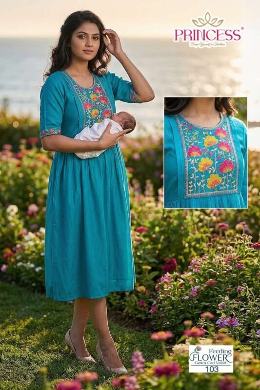 Latest Princess Feeding Flower Barline Kurti Collection Wholesale 2026 4 Latest Princess Feeding Flower Barline Kurti Collection Wholesale 2026