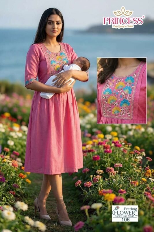 Latest Princess Feeding Flower Barline Kurti Collection Wholesale 2026 8 Latest Princess Feeding Flower Barline Kurti Collection Wholesale 2026