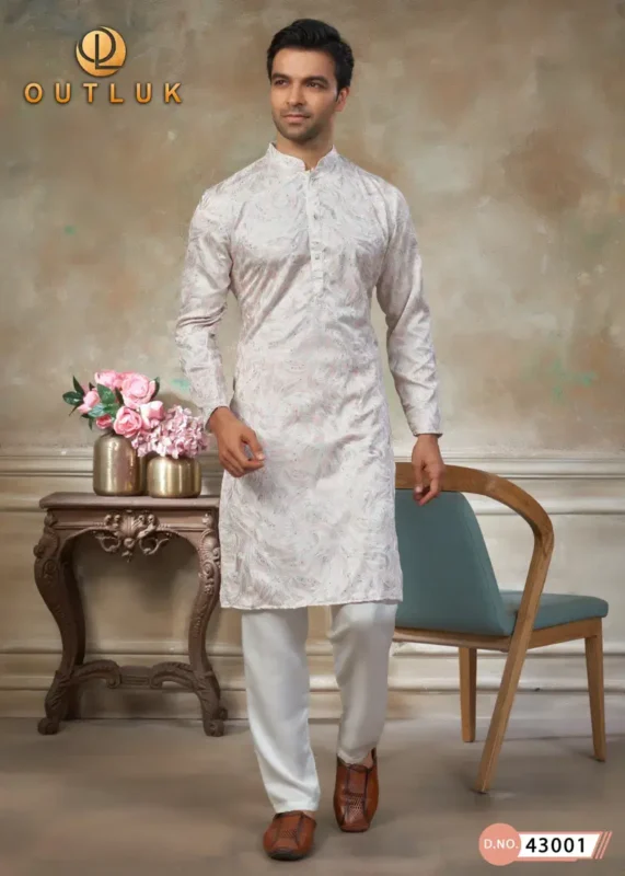 Stylish Outluk Wedding Vol 43 Silk Embroidery Work Kurta And Pajama Collection Wholesale 2026