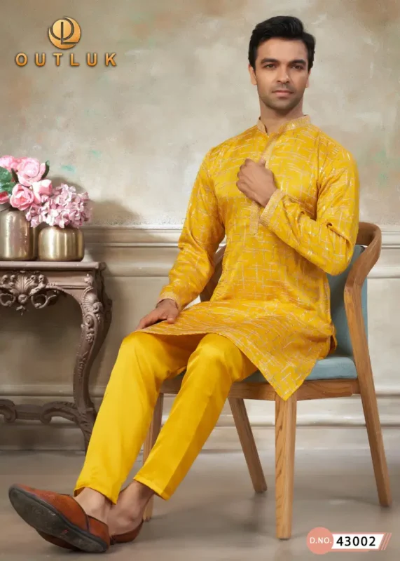 Stylish Outluk Wedding Vol 43 Silk Embroidery Work Kurta And Pajama Collection Wholesale 2026