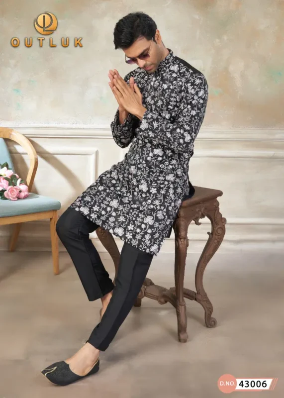 Stylish Outluk Wedding Vol 43 Silk Embroidery Work Kurta And Pajama Collection Wholesale 2026
