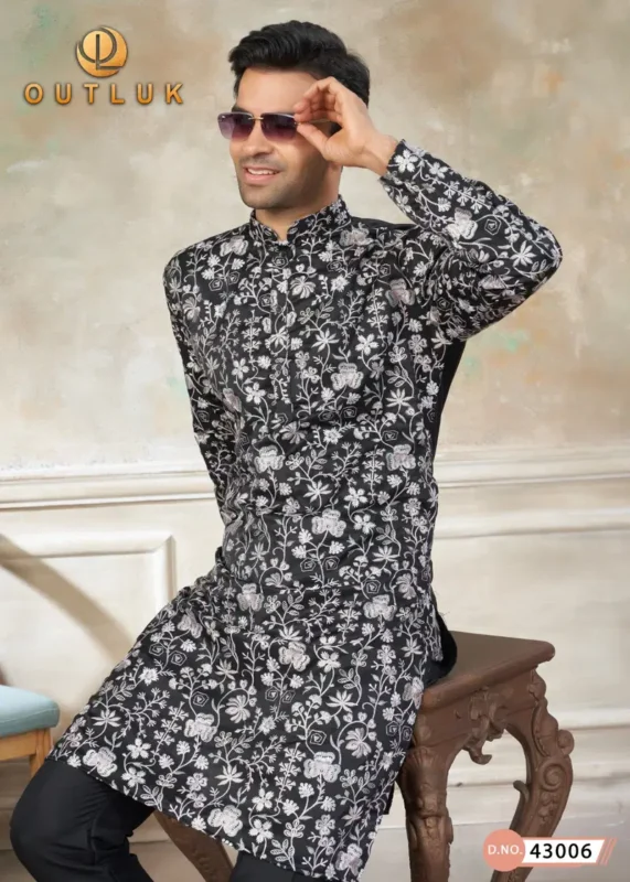 Stylish Outluk Wedding Vol 43 Silk Embroidery Work Kurta And Pajama Collection Wholesale 2026