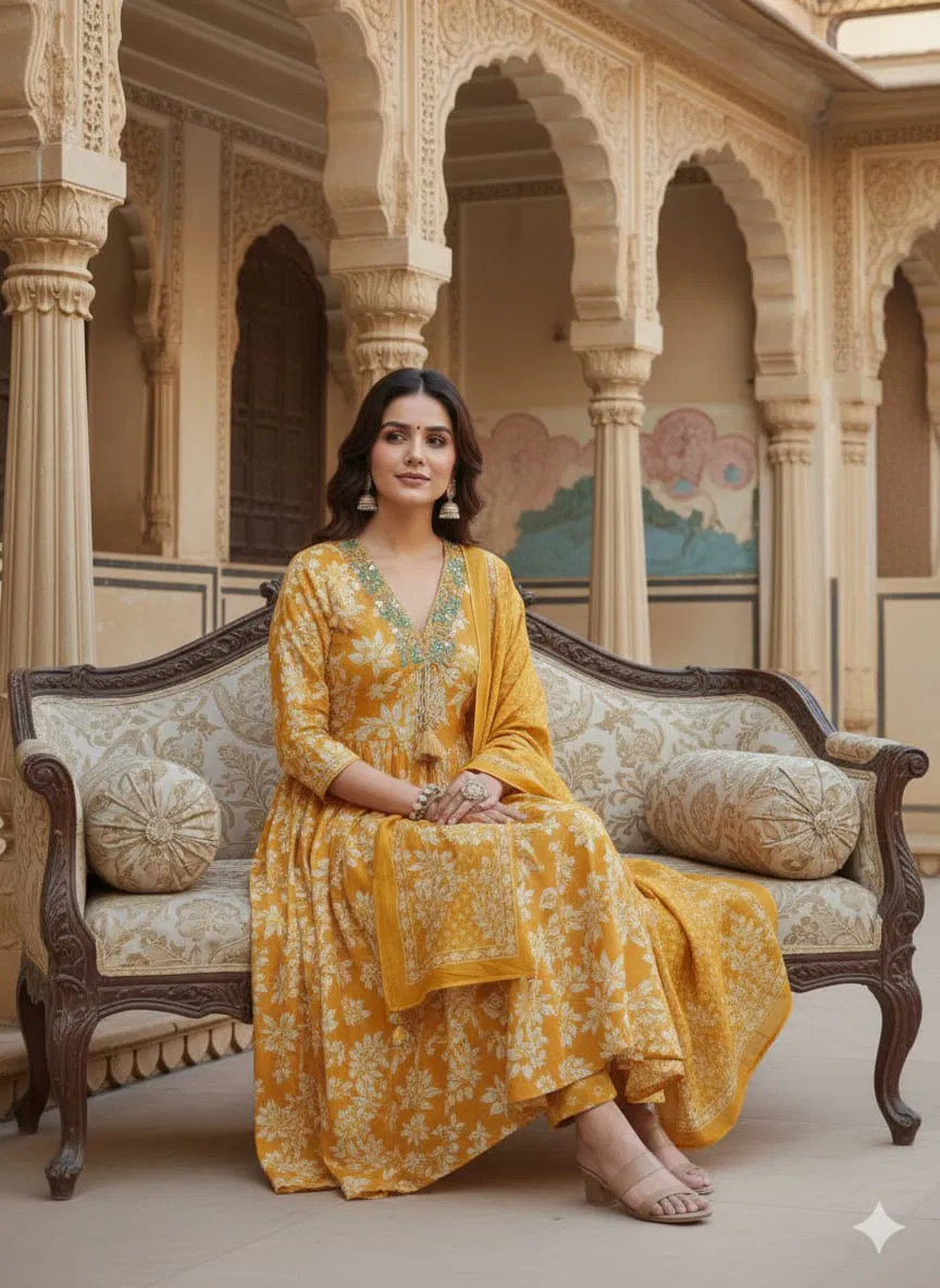 Dnp Zini Flower Print Cotton kurta With bottom And Dupatta Collection Wholesale