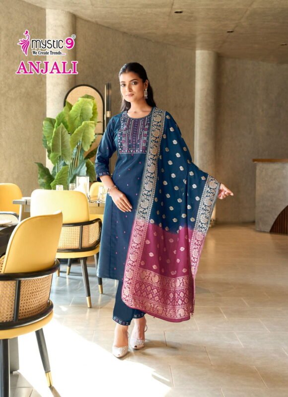 Buy Mystic 9 Anjali vol 1 Premium Gadhval Dobby Top With Bottom And Dupatta Collection Wholesale 2026