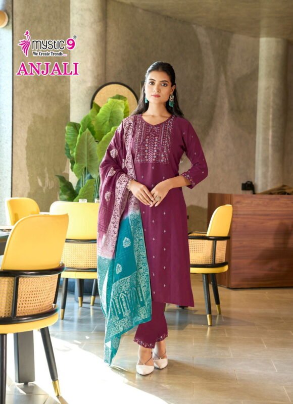 Buy Mystic 9 Anjali vol 1 Premium Gadhval Dobby Top With Bottom And Dupatta Collection Wholesale 2026