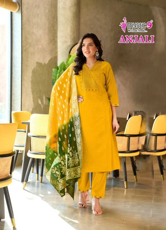 Buy Mystic 9 Anjali vol 1 Premium Gadhval Dobby Top With Bottom And Dupatta Collection Wholesale 2026