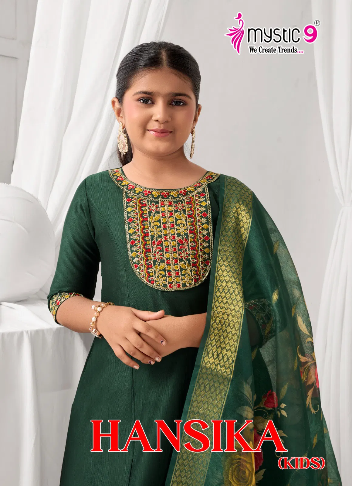 Mystic 9 Hansika vol 2 Heavy Gadhval Top With Bottom And Dupatta Kids Collection Wholesale