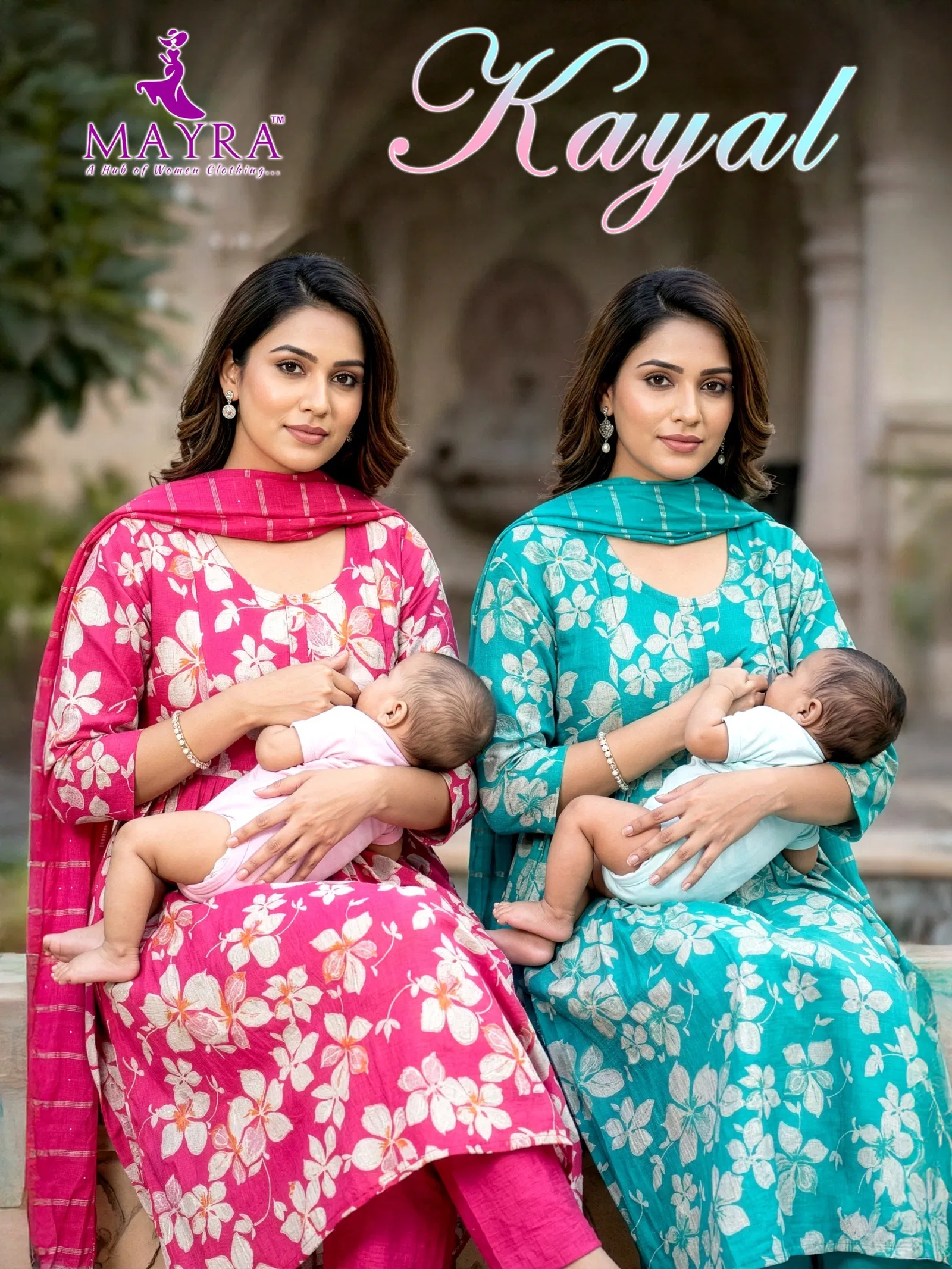 Mayra Kayal Heavy Vertical Umbrella Kalli Feeding Kurti With Bottom and Dupatta Wholesale