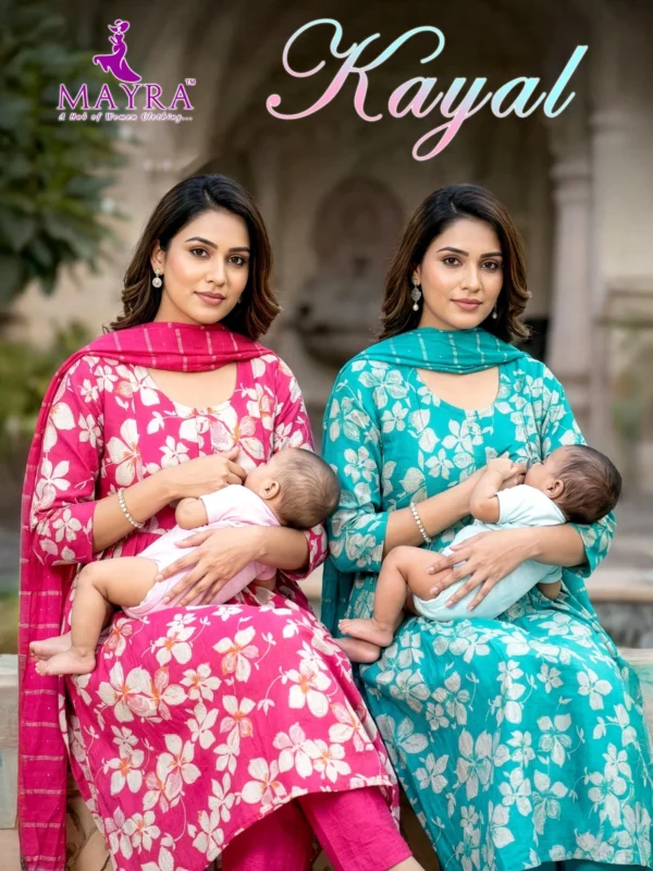 Beautiful Mayra Kayal Heavy Vertical Umbrella Kalli Feeding Kurti With Bottom and Dupatta Wholesale 2026 2 Beautiful Mayra Kayal Heavy Vertical Umbrella Kalli Feeding Kurti With Bottom and Dupatta Wholesale 2026