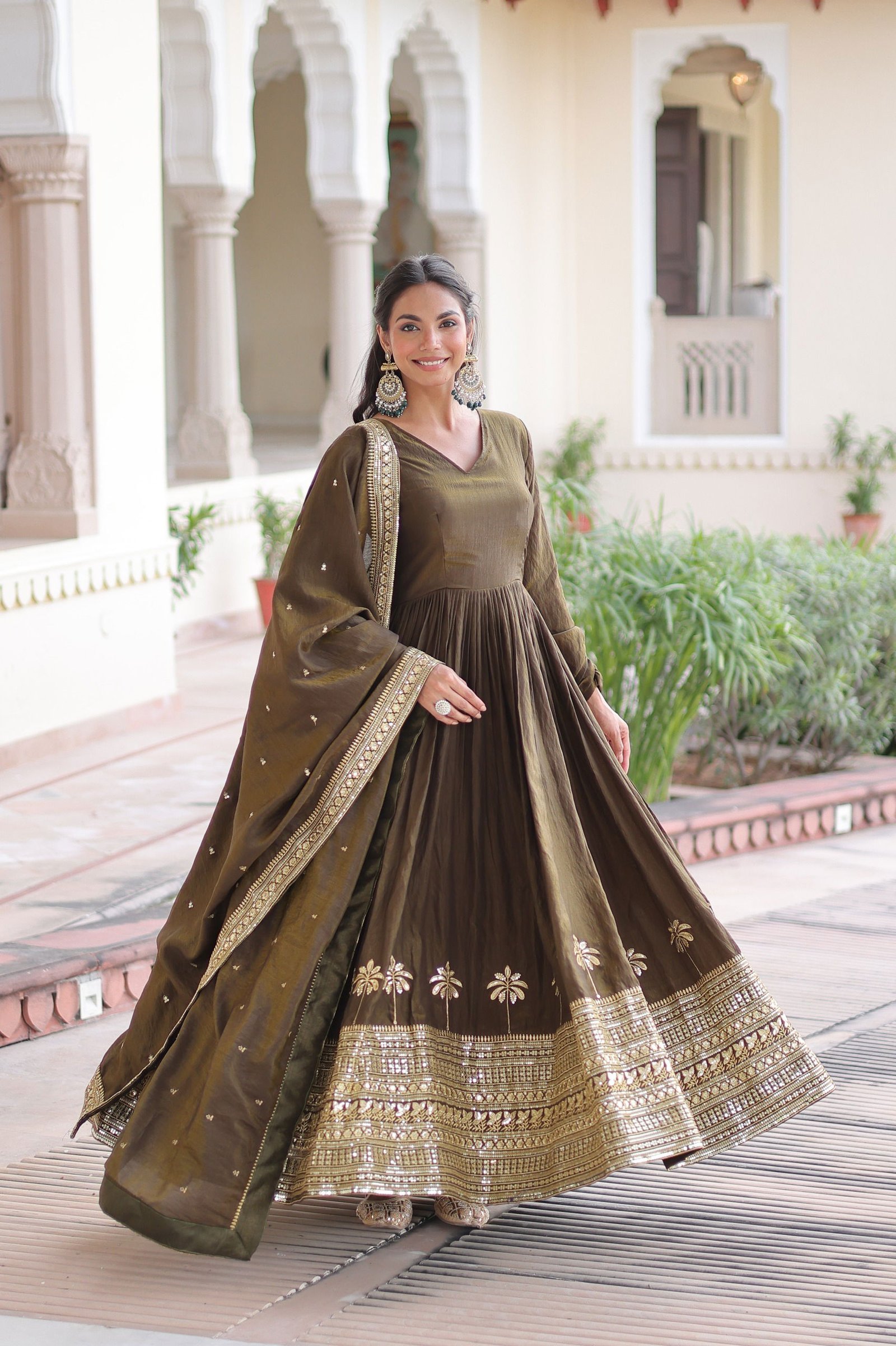 Lekha KA 1218 Vichitra Silk Sequins Embroidery Gown With Dupatta Wholesale 4 Stylish Lekha KA 1218 Vichitra Silk Sequins Embroidery Gown With Dupatta Wholesale 2026