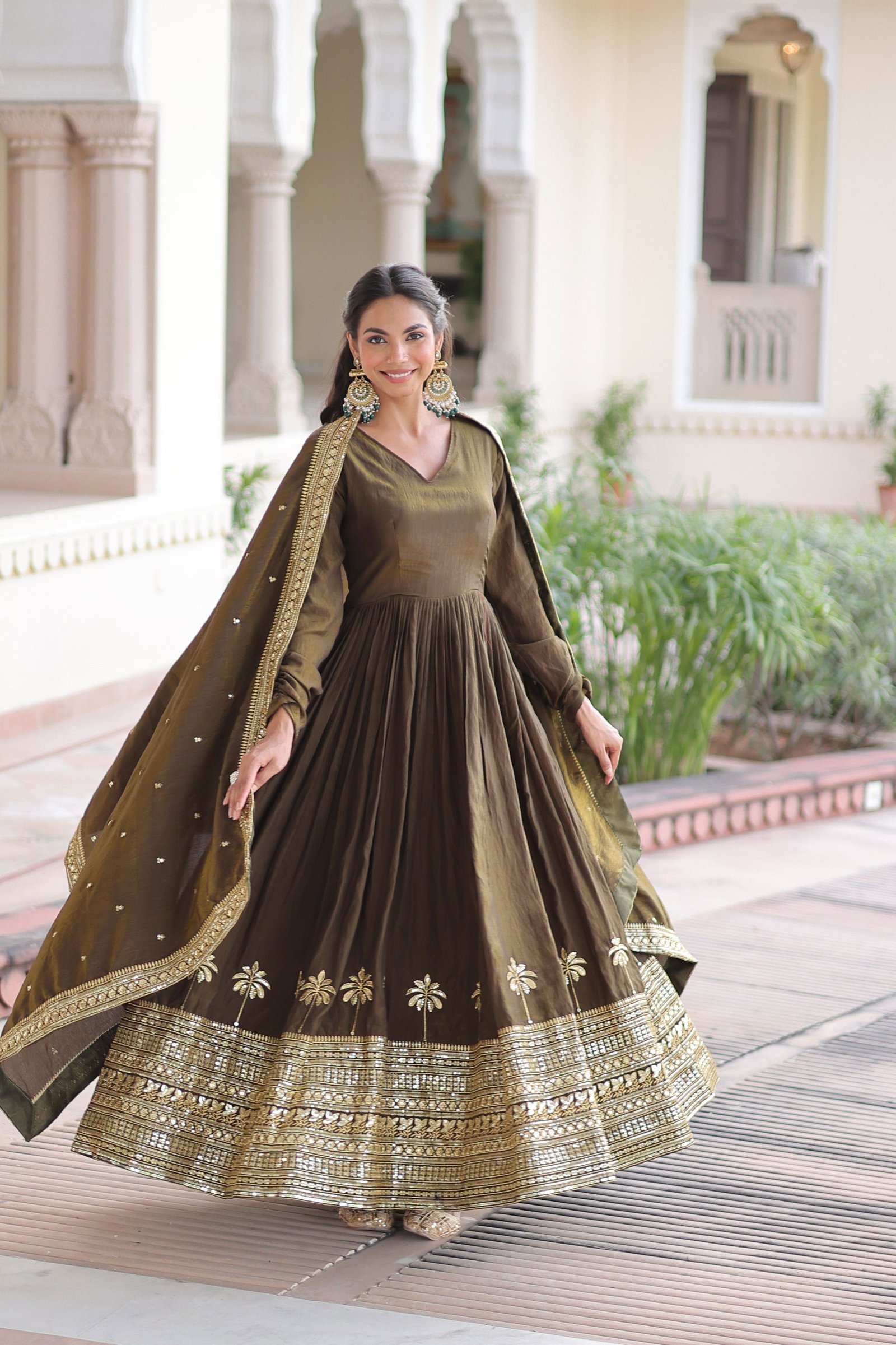Lekha KA 1218 Vichitra Silk Sequins Embroidery Gown With Dupatta Wholesale 8 Stylish Lekha KA 1218 Vichitra Silk Sequins Embroidery Gown With Dupatta Wholesale 2026