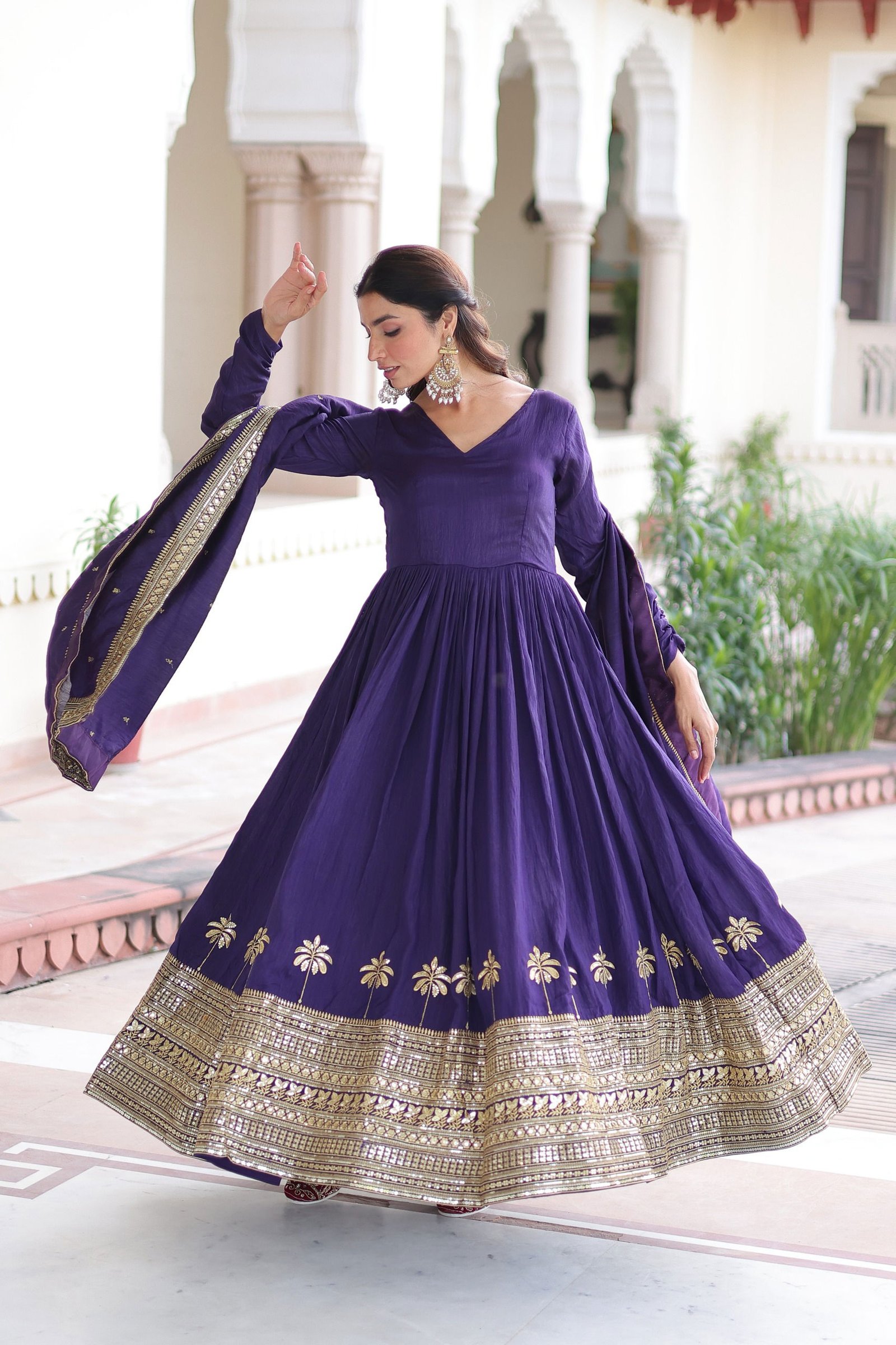 Lekha KA 1218 Vichitra Silk Sequins Embroidery Gown With Dupatta Wholesale 9 Stylish Lekha KA 1218 Vichitra Silk Sequins Embroidery Gown With Dupatta Wholesale 2026