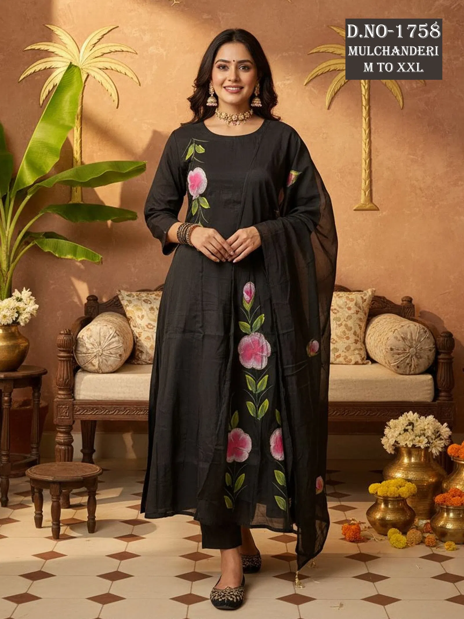 Dnp Aarti 1758 Chanderi Mul Handwork Anarkali Top With Bottom And Dupatta Collection Wholesale 5 Beautiful Dnp Aarti 1758 Chanderi Mul Handwork Anarkali Top With Bottom And Dupatta Collection Wholesale 2026