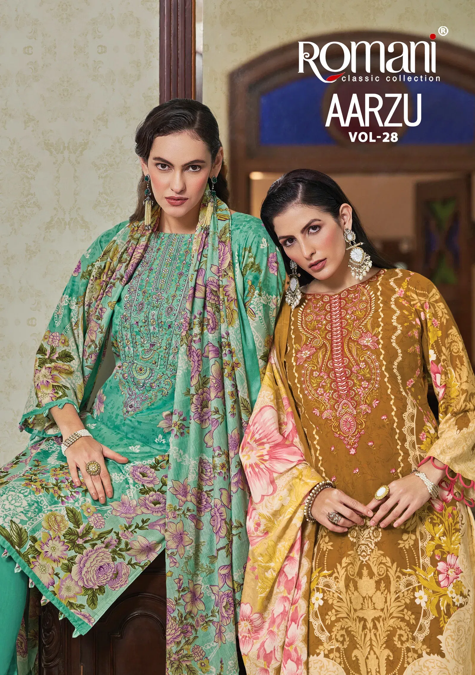 Romani Aarzu Vol 28 Cotton Digital Print Embrodiery Dress Material Wholesale