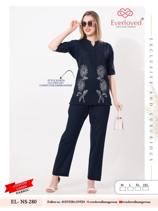 Latest Dnp Everloved NS 280 Cotton Linen Embroidery Kurta Set Wholesale 2026