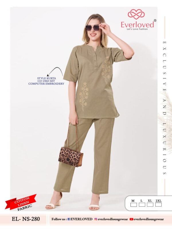 Latest Dnp Everloved NS 280 Cotton Linen Embroidery Kurta Set Wholesale 2026