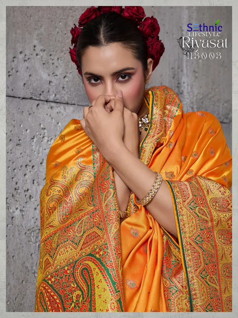 Sethnic Riyasat Makhmal Satin Silk Meenakari Traditional Wear Saree Collection Wholesale 12 Beautiful Sethnic Riyasat Makhmal Satin Silk Meenakari Traditional Wear Saree Collection Wholesale 2026
