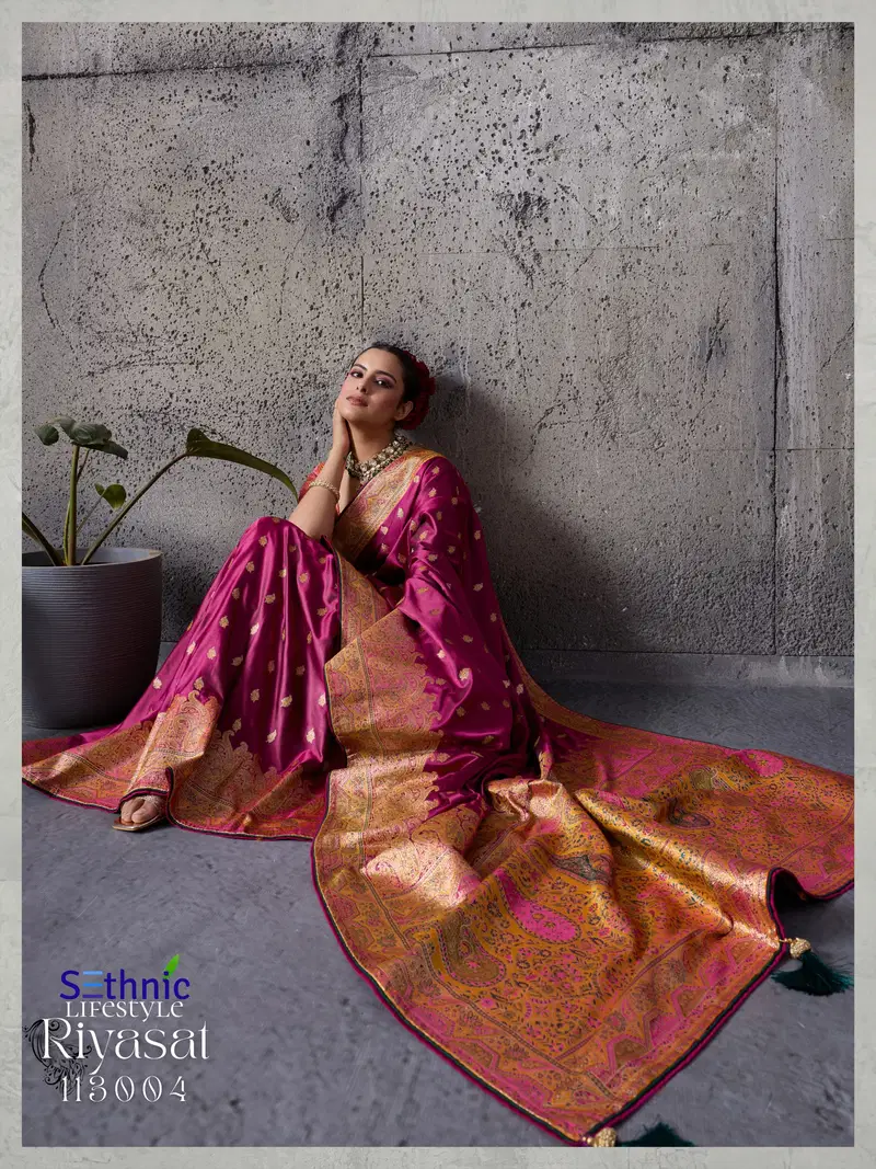 Sethnic Riyasat Makhmal Satin Silk Meenakari Traditional Wear Saree Collection Wholesale 15 Beautiful Sethnic Riyasat Makhmal Satin Silk Meenakari Traditional Wear Saree Collection Wholesale 2026