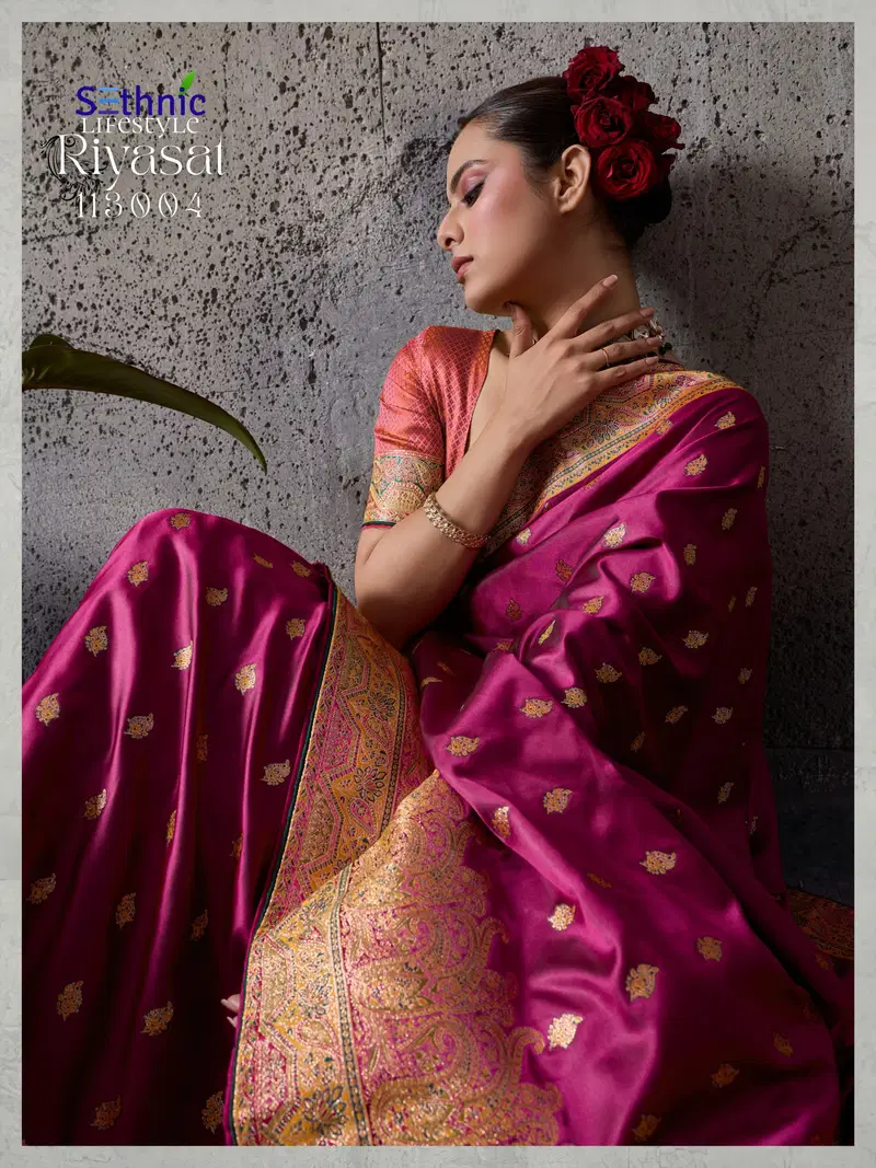 Sethnic Riyasat Makhmal Satin Silk Meenakari Traditional Wear Saree Collection Wholesale 17 Beautiful Sethnic Riyasat Makhmal Satin Silk Meenakari Traditional Wear Saree Collection Wholesale 2026
