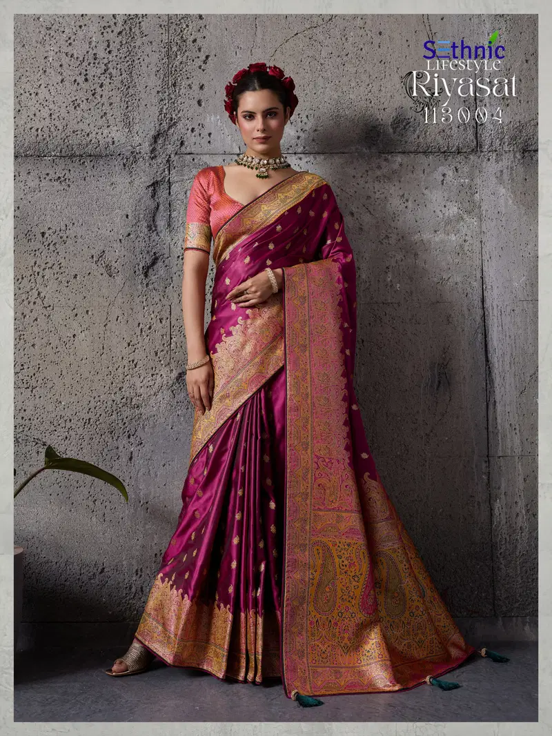 Sethnic Riyasat Makhmal Satin Silk Meenakari Traditional Wear Saree Collection Wholesale 18 Beautiful Sethnic Riyasat Makhmal Satin Silk Meenakari Traditional Wear Saree Collection Wholesale 2026