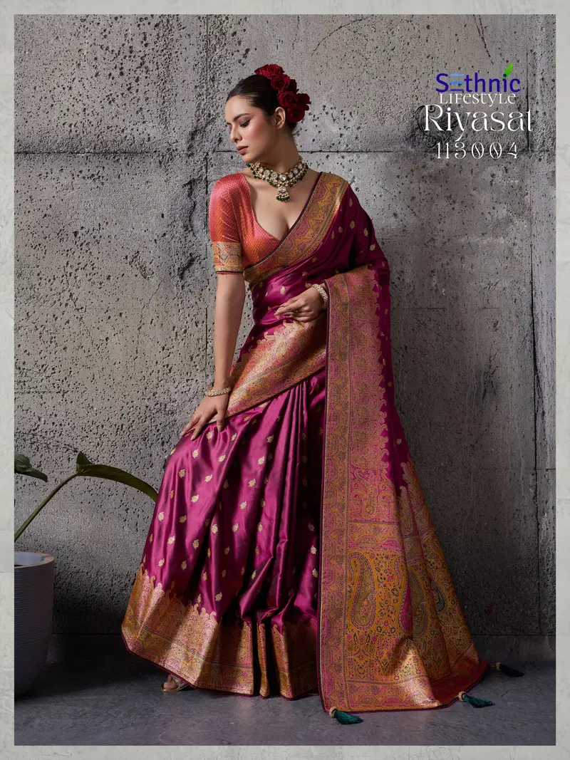 Sethnic Riyasat Makhmal Satin Silk Meenakari Traditional Wear Saree Collection Wholesale 19 Beautiful Sethnic Riyasat Makhmal Satin Silk Meenakari Traditional Wear Saree Collection Wholesale 2026