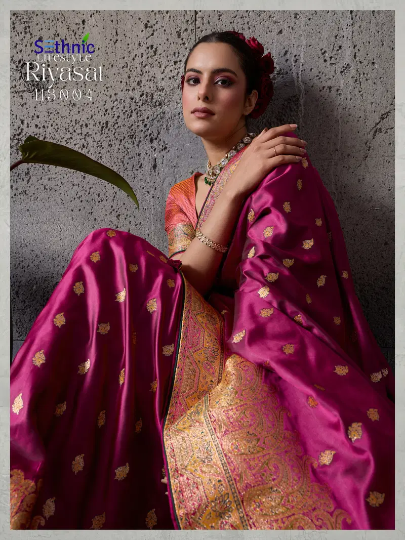 Sethnic Riyasat Makhmal Satin Silk Meenakari Traditional Wear Saree Collection Wholesale 20 Beautiful Sethnic Riyasat Makhmal Satin Silk Meenakari Traditional Wear Saree Collection Wholesale 2026