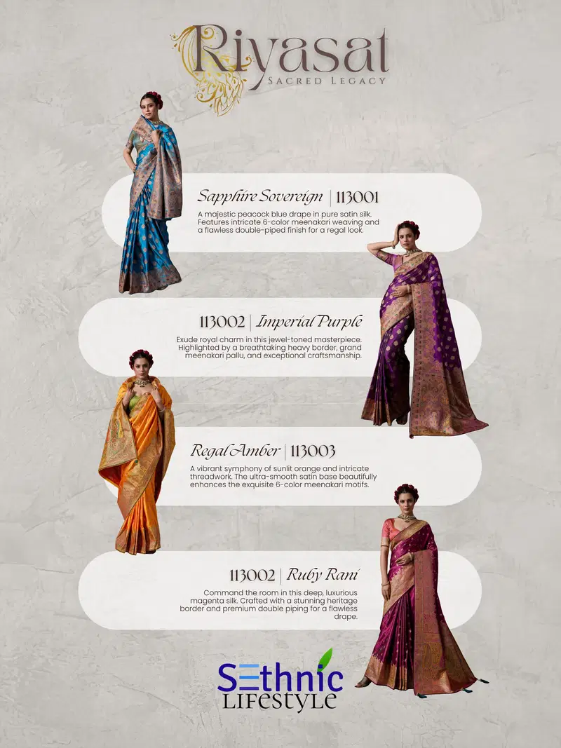 Sethnic Riyasat Makhmal Satin Silk Meenakari Traditional Wear Saree Collection Wholesale 21 Beautiful Sethnic Riyasat Makhmal Satin Silk Meenakari Traditional Wear Saree Collection Wholesale 2026