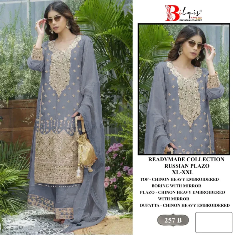 Beautiful Bilqis B 257 A To D Readymade Chinon Embroidered Pakistani Suits Wholesale 2026