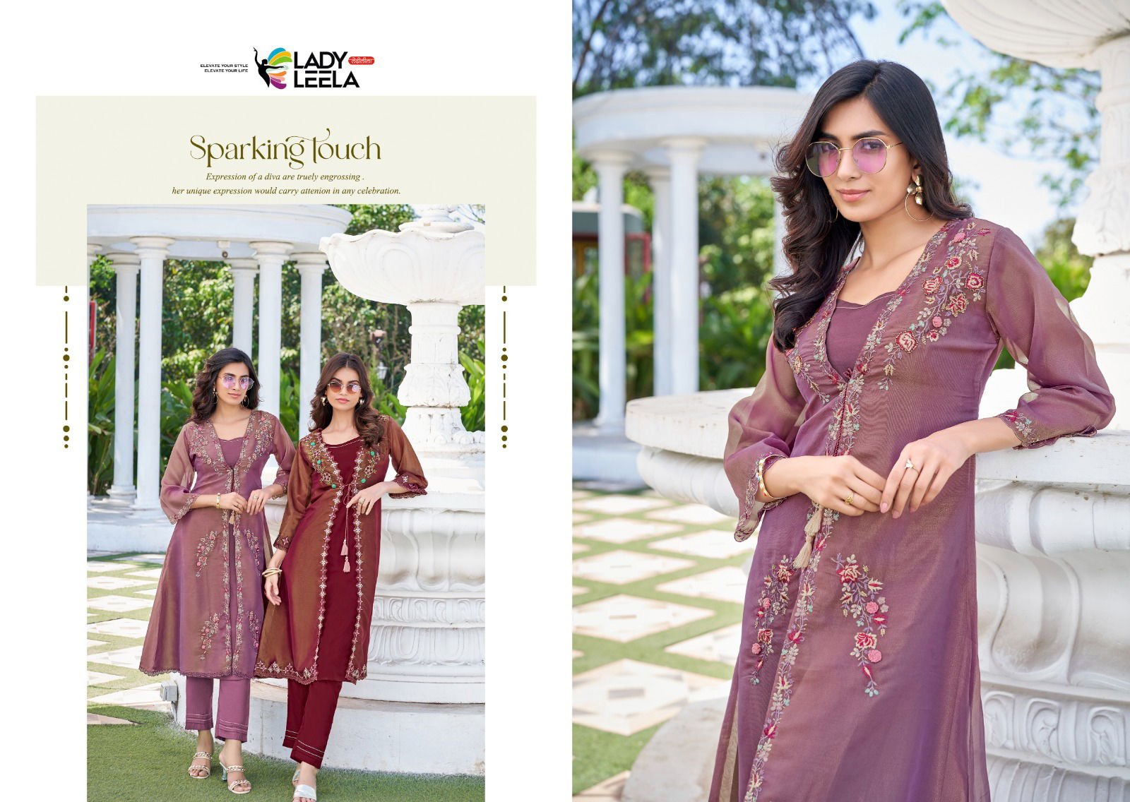 Lady Leela Floral Shimmer Organza Handwork And Embroidery Kurti With Bottom Wholesale 4 Latest Lady Leela Floral Shimmer Organza Handwork And Embroidery Kurti With Bottom Wholesale 2026