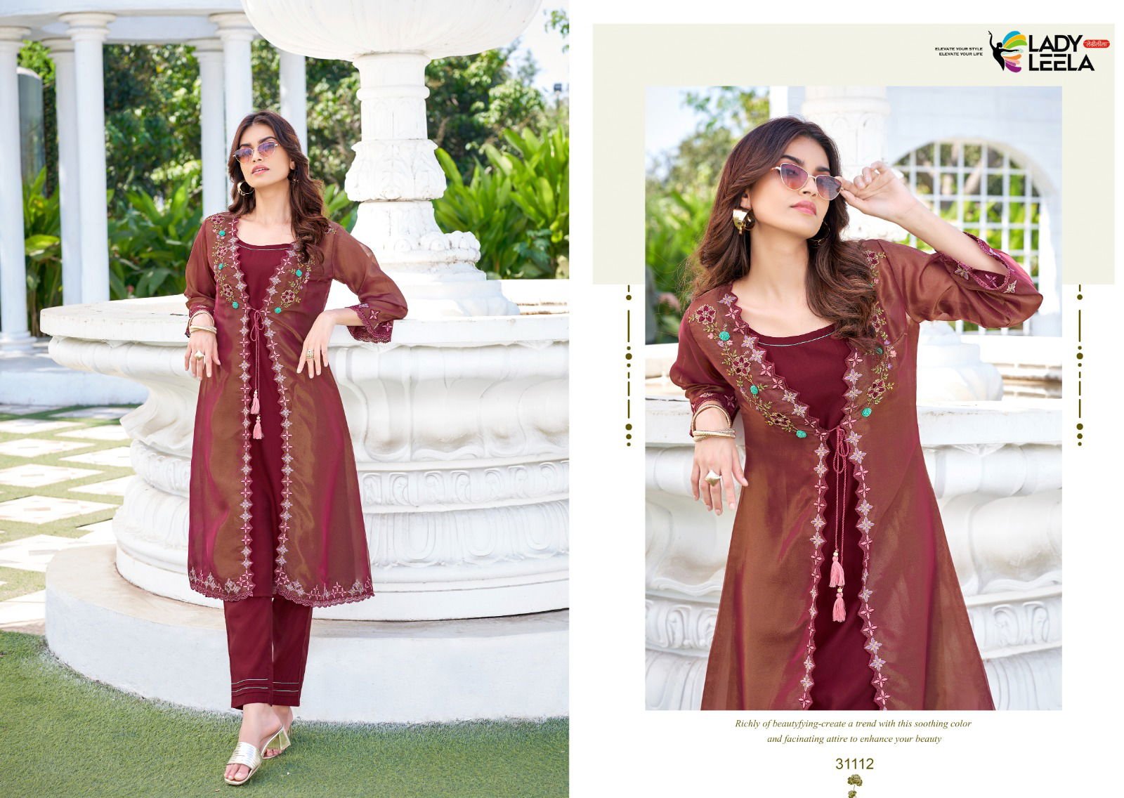 Lady Leela Floral Shimmer Organza Handwork And Embroidery Kurti With Bottom Wholesale 6 Latest Lady Leela Floral Shimmer Organza Handwork And Embroidery Kurti With Bottom Wholesale 2026