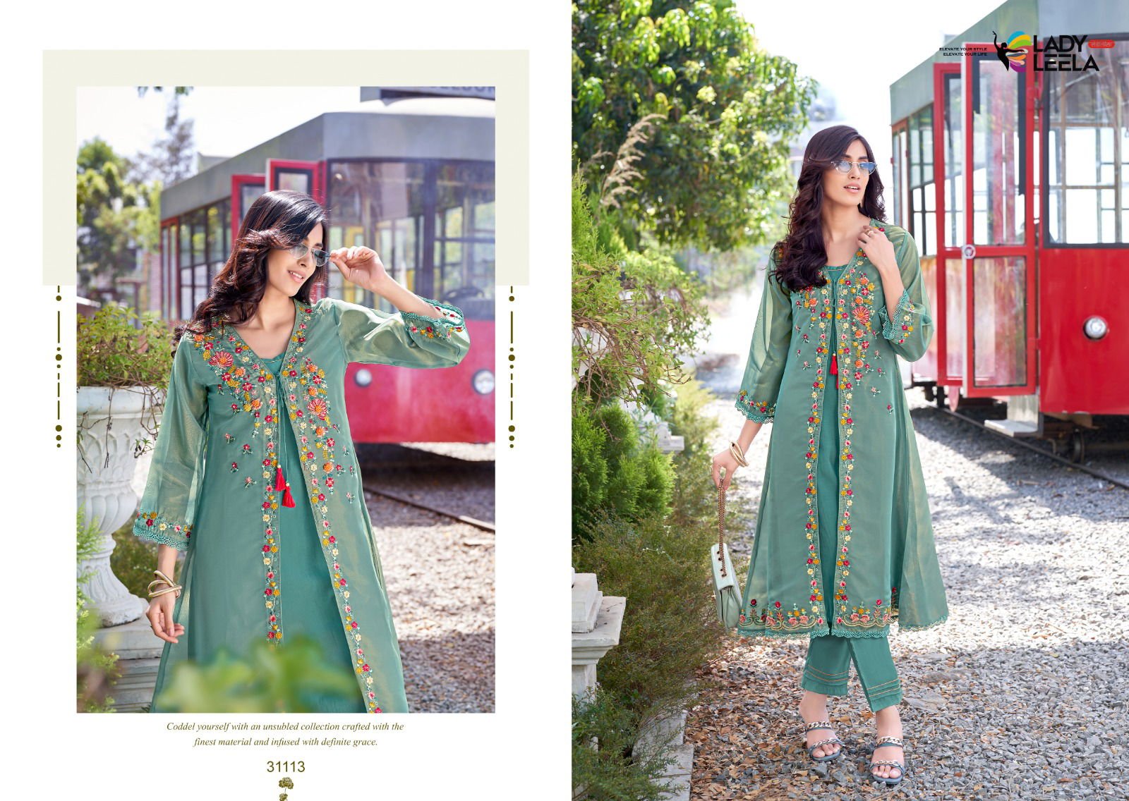 Lady Leela Floral Shimmer Organza Handwork And Embroidery Kurti With Bottom Wholesale 7 Latest Lady Leela Floral Shimmer Organza Handwork And Embroidery Kurti With Bottom Wholesale 2026