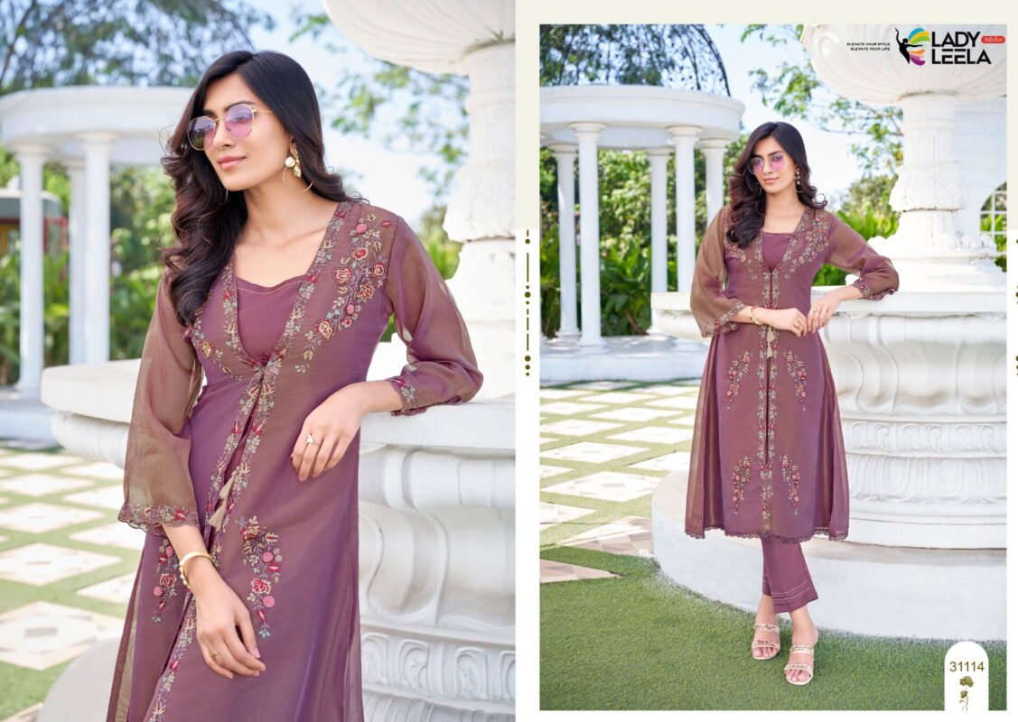 Latest Lady Leela Floral Shimmer Organza Handwork And Embroidery Kurti With Bottom Wholesale 2026