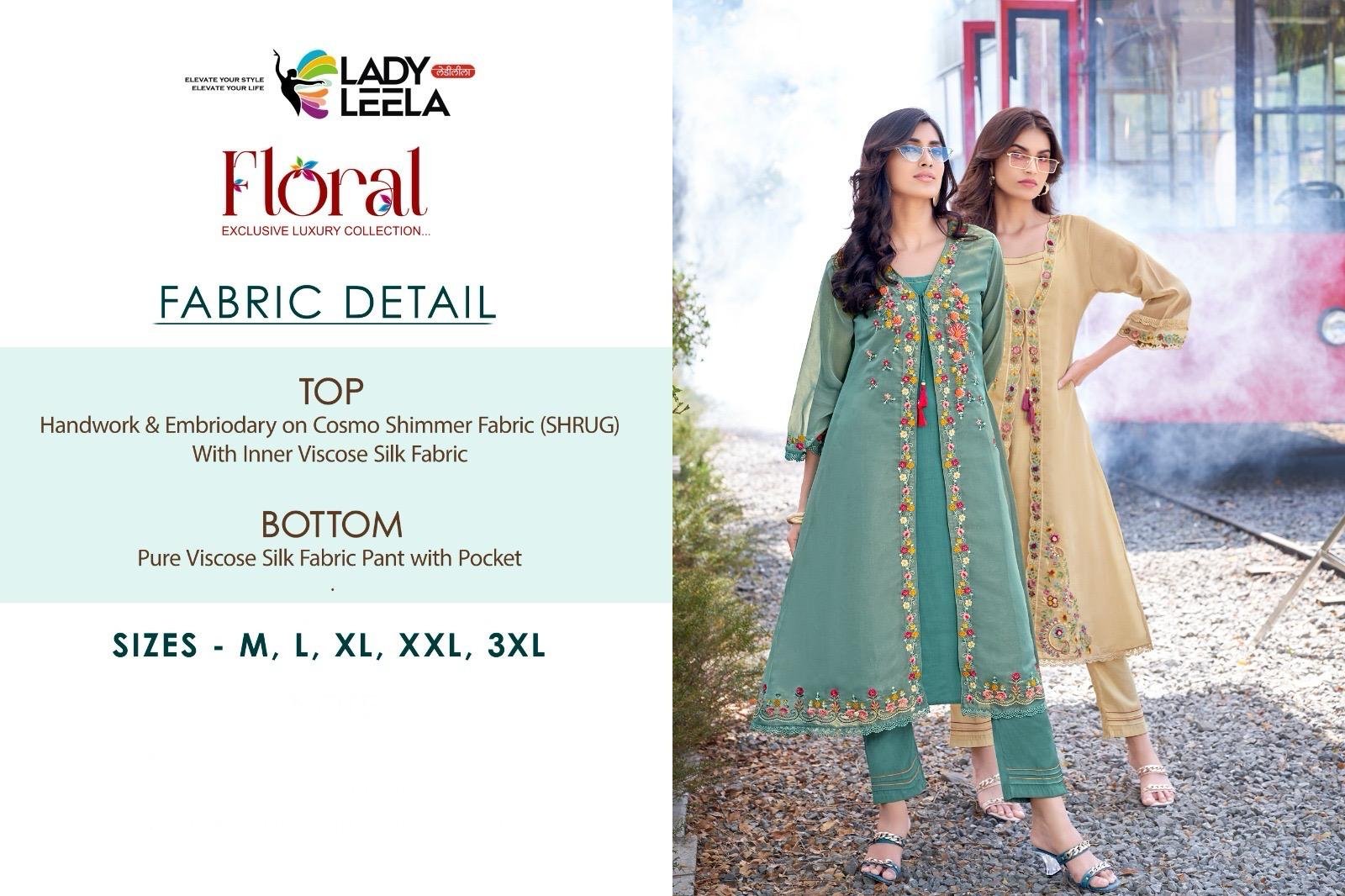Lady Leela Floral Shimmer Organza Handwork And Embroidery Kurti With Bottom Wholesale 13 Latest Lady Leela Floral Shimmer Organza Handwork And Embroidery Kurti With Bottom Wholesale 2026