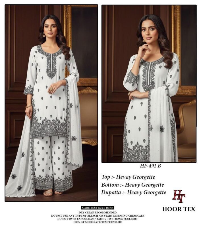 Stylish Hoor Tex HF 491 A to D Heavy Chinon With Cut Work Readymade Collection Wholesale 2026
