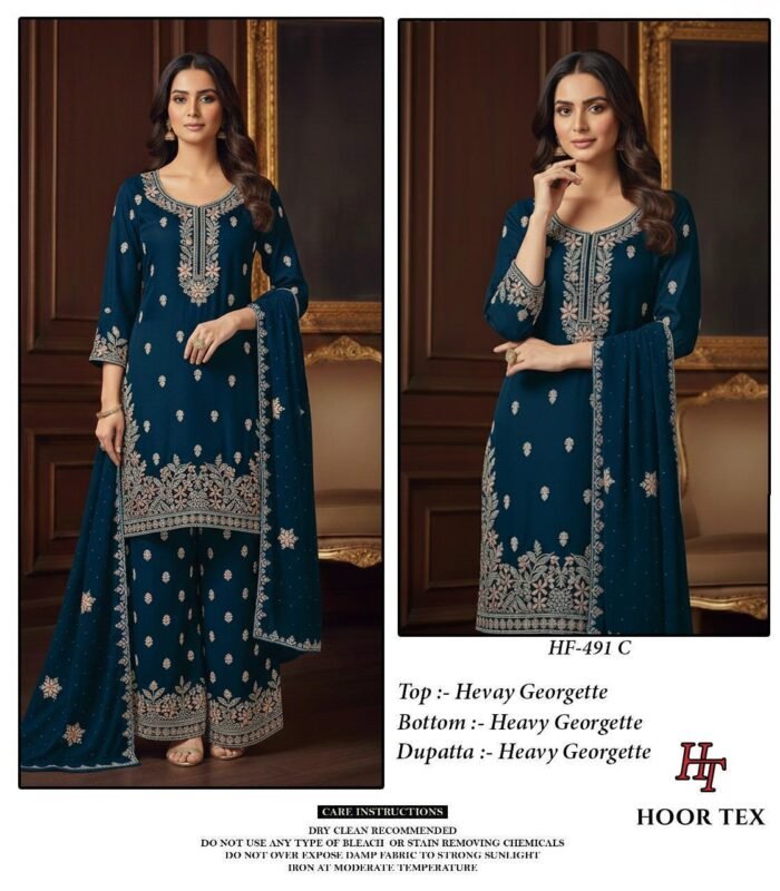 Stylish Hoor Tex HF 491 A to D Heavy Chinon With Cut Work Readymade Collection Wholesale 2026