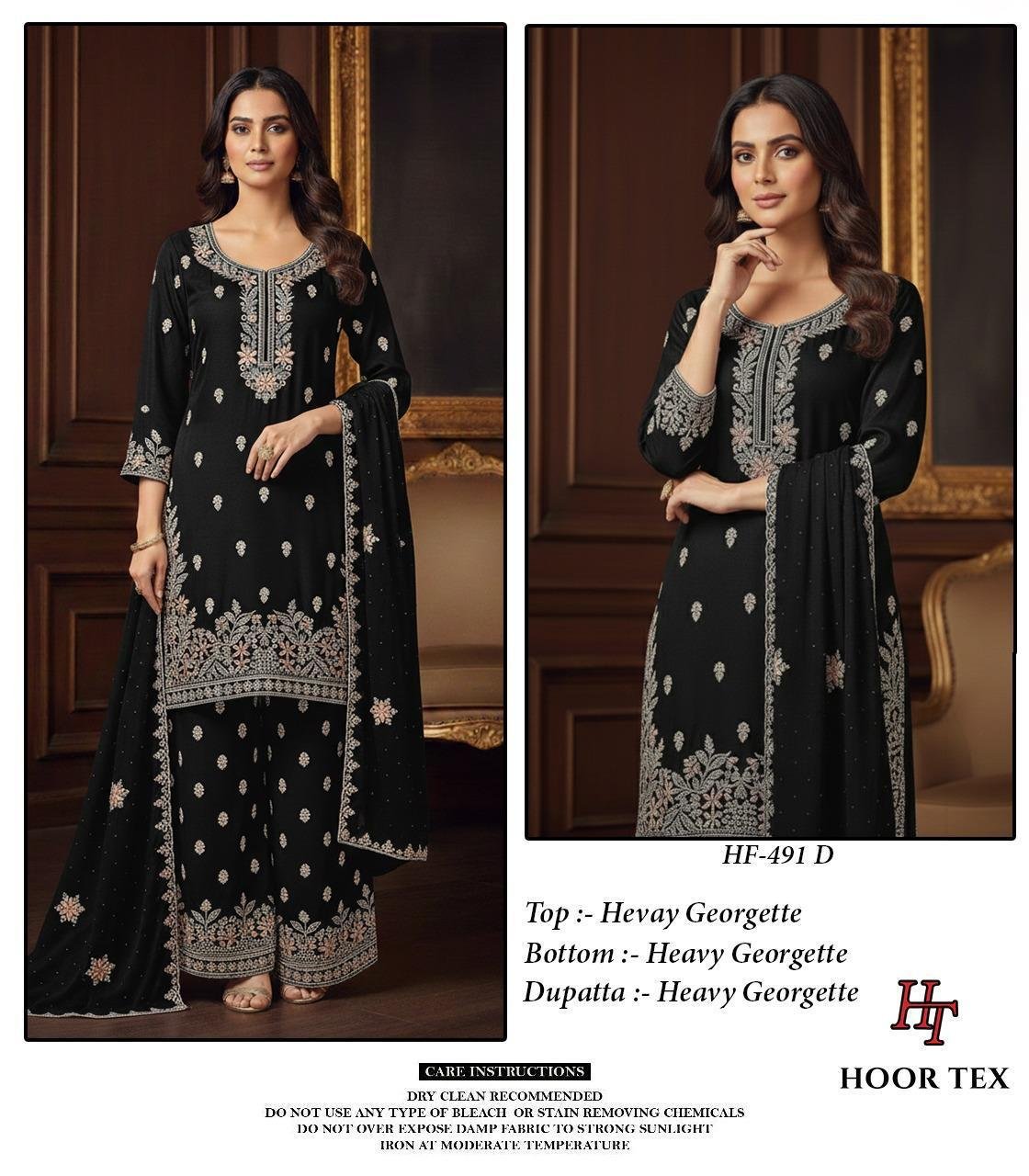 Hoor Tex HF 491 A to D Heavy Chinon With Cut Work Readymade Collection Wholesale 7 Stylish Hoor Tex HF 491 A to D Heavy Chinon With Cut Work Readymade Collection Wholesale 2026