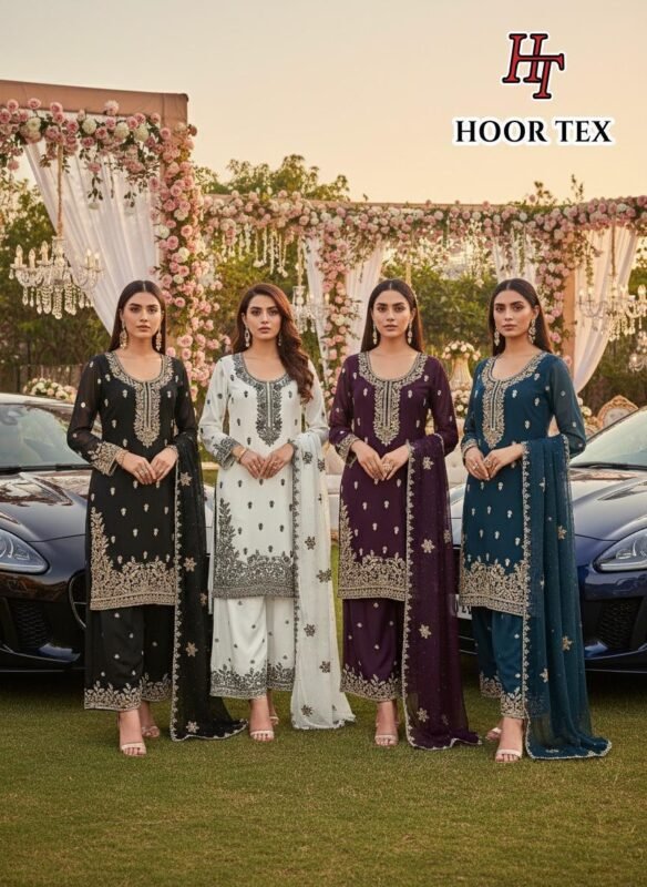 Stylish Hoor Tex HF 491 A to D Heavy Chinon With Cut Work Readymade Collection Wholesale 2026