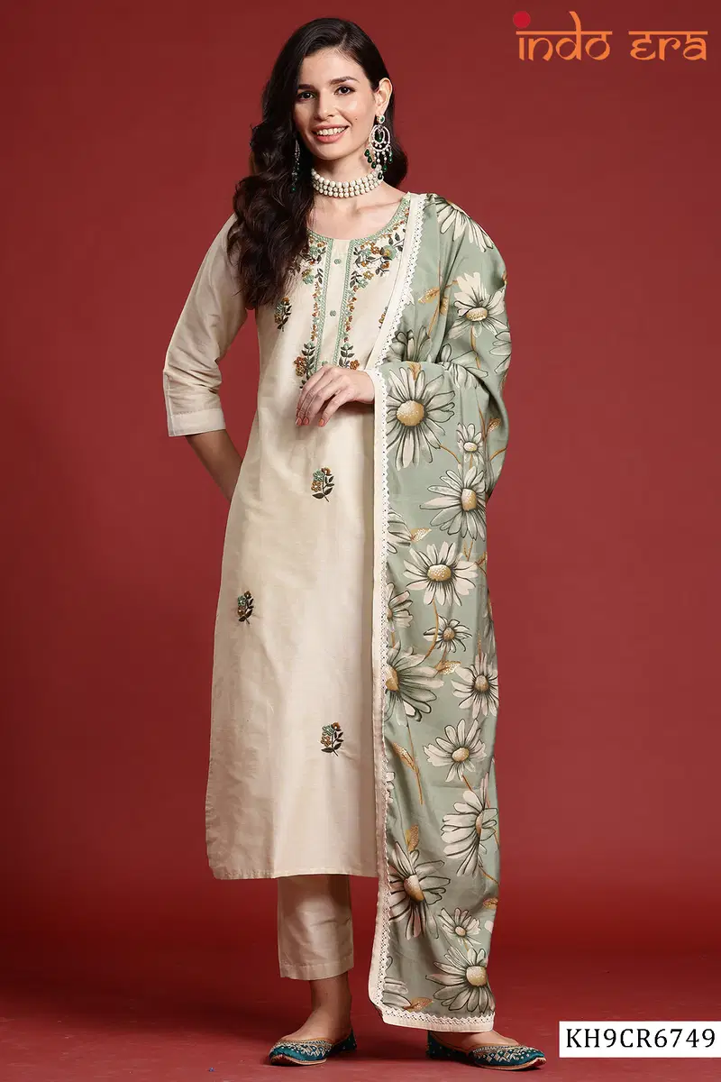 Indo Era 2612 Silk Blend Floral Embroidered Kurta Set Collection Wholesale
