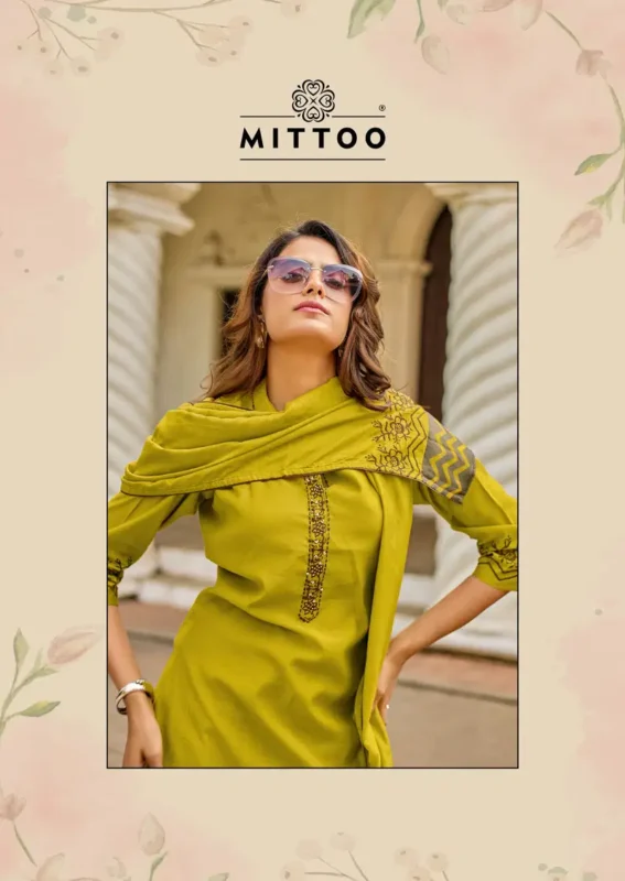 Stylish Mittoo Roopkala Viscose Thread Work Kurti Pant And Dupatta Collection Wholesale 2026