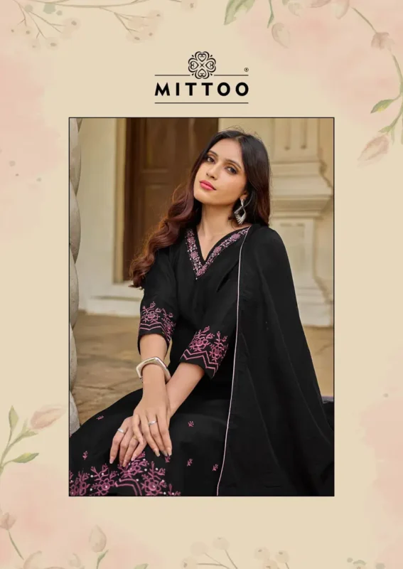 Stylish Mittoo Roopkala Viscose Thread Work Kurti Pant And Dupatta Collection Wholesale 2026