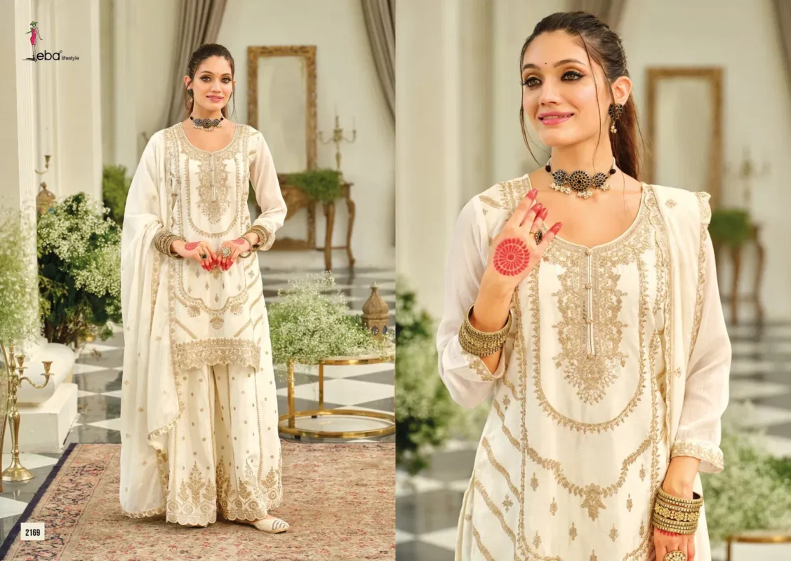 Buy Eba Kasmira Black And White Chinon With Embroidery Worked Designer Salwar Kameez Wholesale 2026