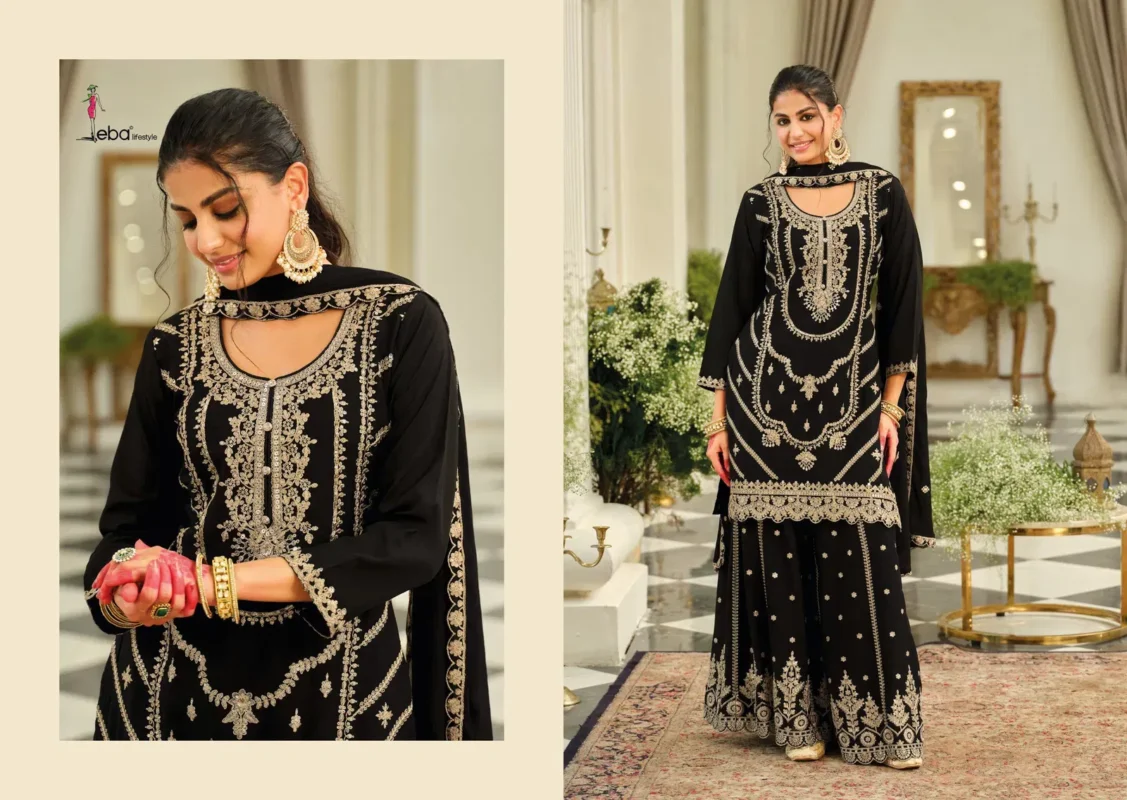 Buy Eba Kasmira Black And White Chinon With Embroidery Worked Designer Salwar Kameez Wholesale 2026
