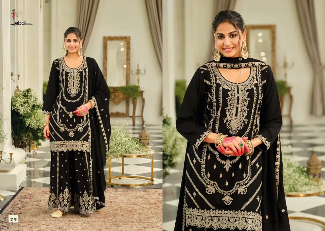 Buy Eba Kasmira Black And White Chinon With Embroidery Worked Designer Salwar Kameez Wholesale 2026