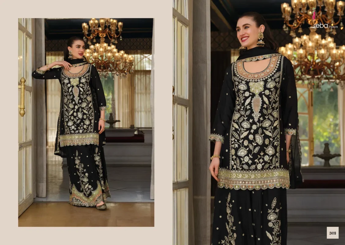 Beautiful Eba Anokhi Black And White Chinon With Embroidery Worked Top Bottom And Dupatta Wholesale 2026 3 Beautiful Eba Anokhi Black And White Chinon With Embroidery Worked Top Bottom And Dupatta Wholesale 2026
