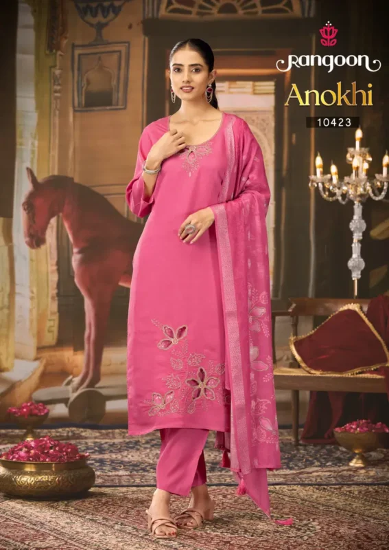 Beautiful Rangoon Anokhi Viscose Embroidered Kurti Pant And Dupatta Collection Wholesale 2026 3 Beautiful Rangoon Anokhi Viscose Embroidered Kurti Pant And Dupatta Collection Wholesale 2026