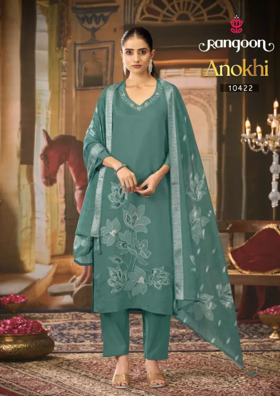 Beautiful Rangoon Anokhi Viscose Embroidered Kurti Pant And Dupatta Collection Wholesale 2026 5 Beautiful Rangoon Anokhi Viscose Embroidered Kurti Pant And Dupatta Collection Wholesale 2026