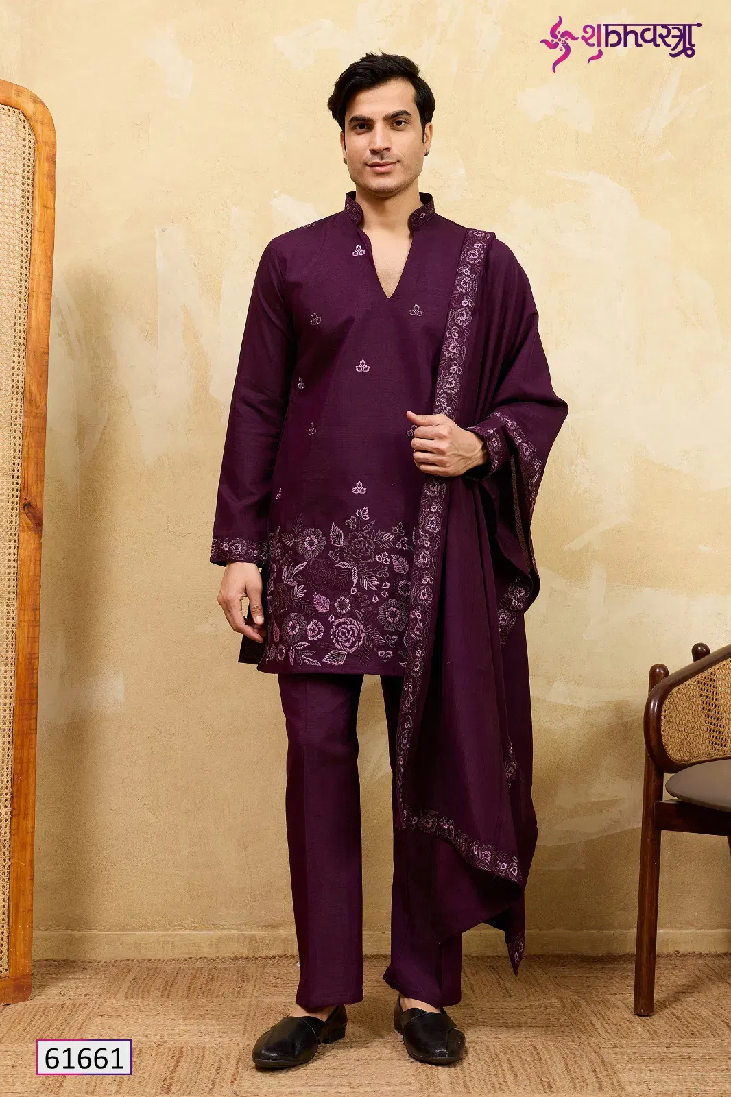 Shubhvastra The Grand V Drape Viscose Silk Thread Work Kurta Pant And Dupatta Wholesale